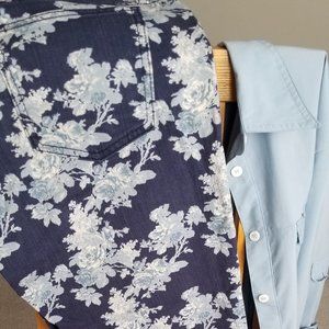 Gap 1969 Always Skinny Blue Floral Jeans, 31/12r